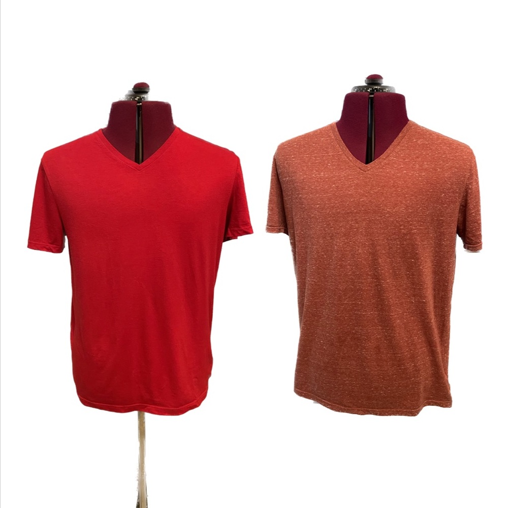 Goodfellow and Co. v-neck t-shirts set of 2 one bright red the other heather red